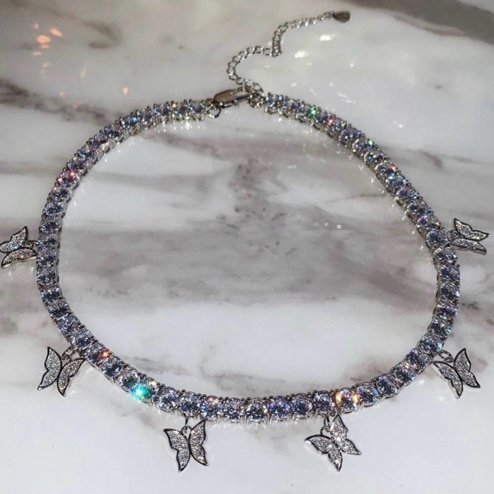 Silver Butterfly Necklace 16inch